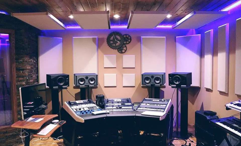 Studio monitors in a studio